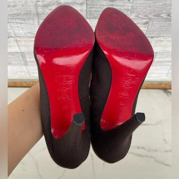 Christian Louboutin red bottom Brown Wool women’s Heels size 39 .8.5 - Picture 5 of 13